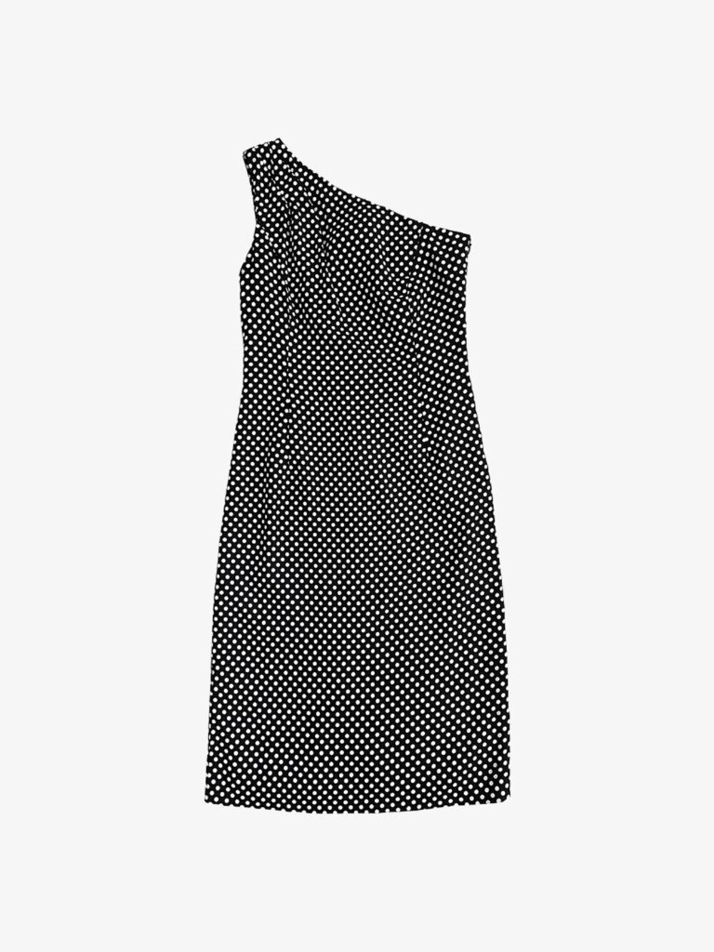 Black White Polka Dot Pattern Off-Shoulder Midi Dress by Michael Kors Collection
